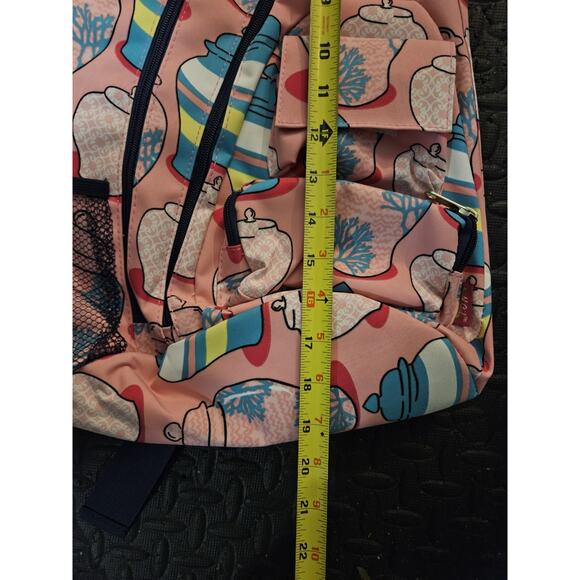 N. Gil Sling Backpack Pink Pots Multiple Pockets W/ Navy Strap NWT - Picture 5 of 5